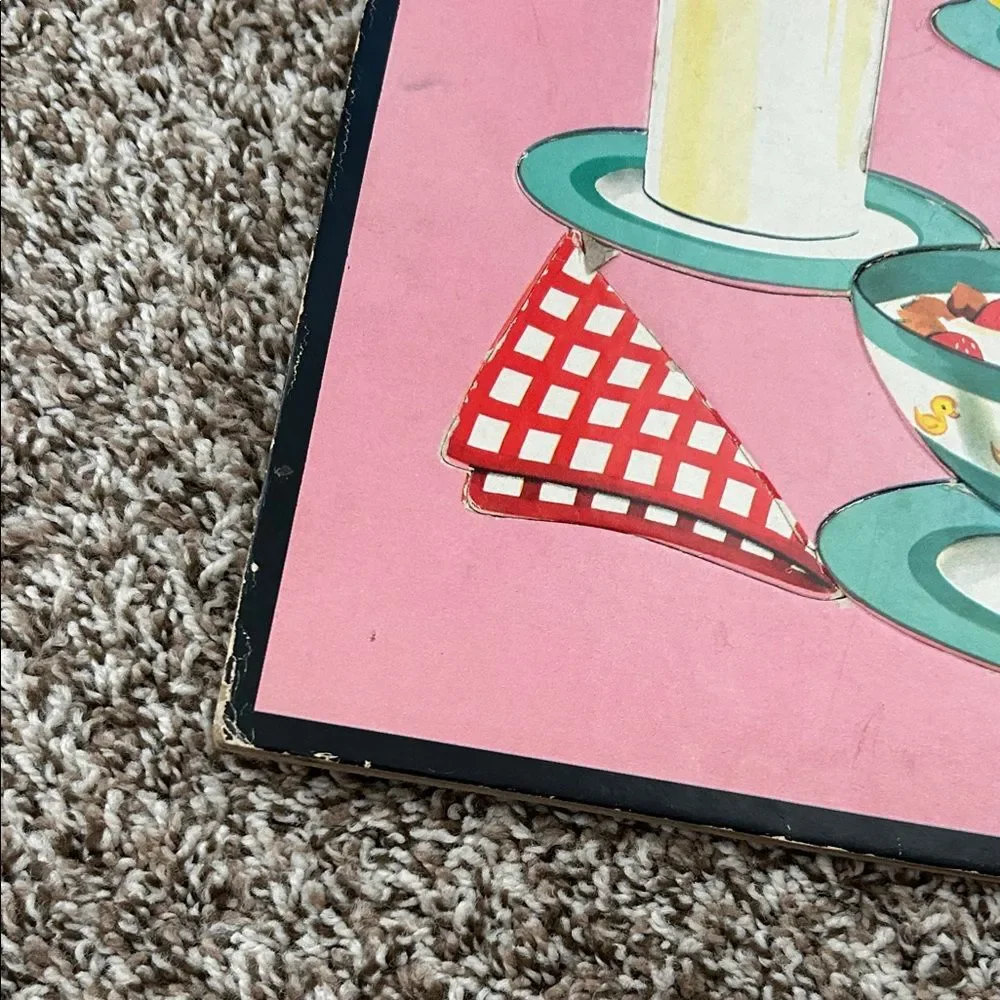 Vintage Whitman 50s Pink Healthy Breakfast Illustration Puzzle